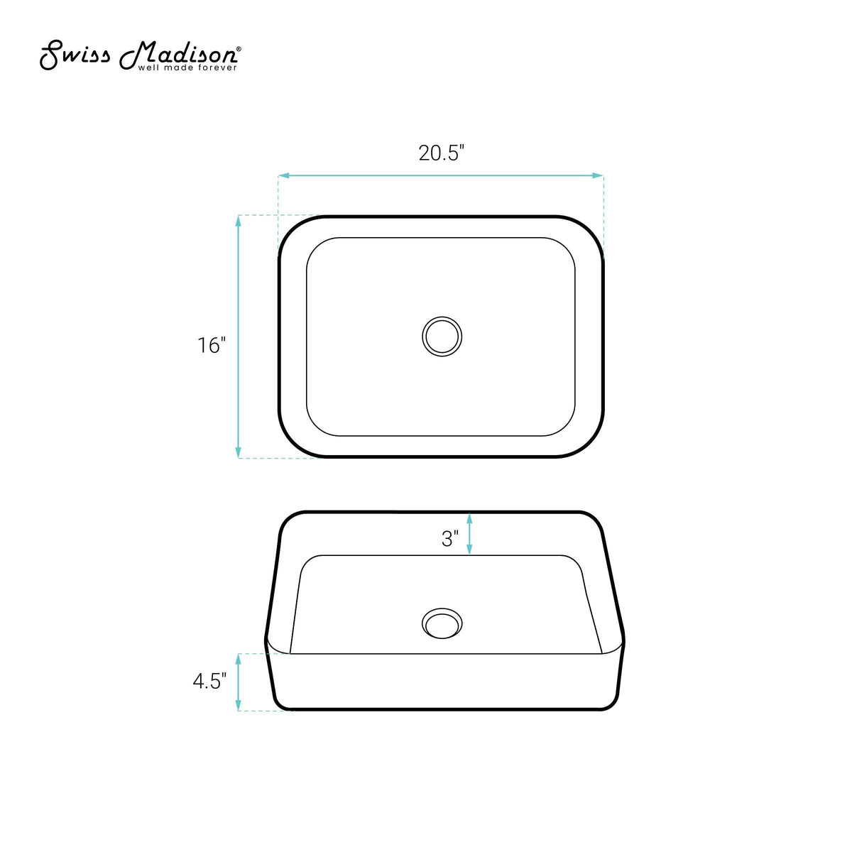 Concorde Rectangle Ceramic Vessel Sink, Matte Black U7V8 - product image 6