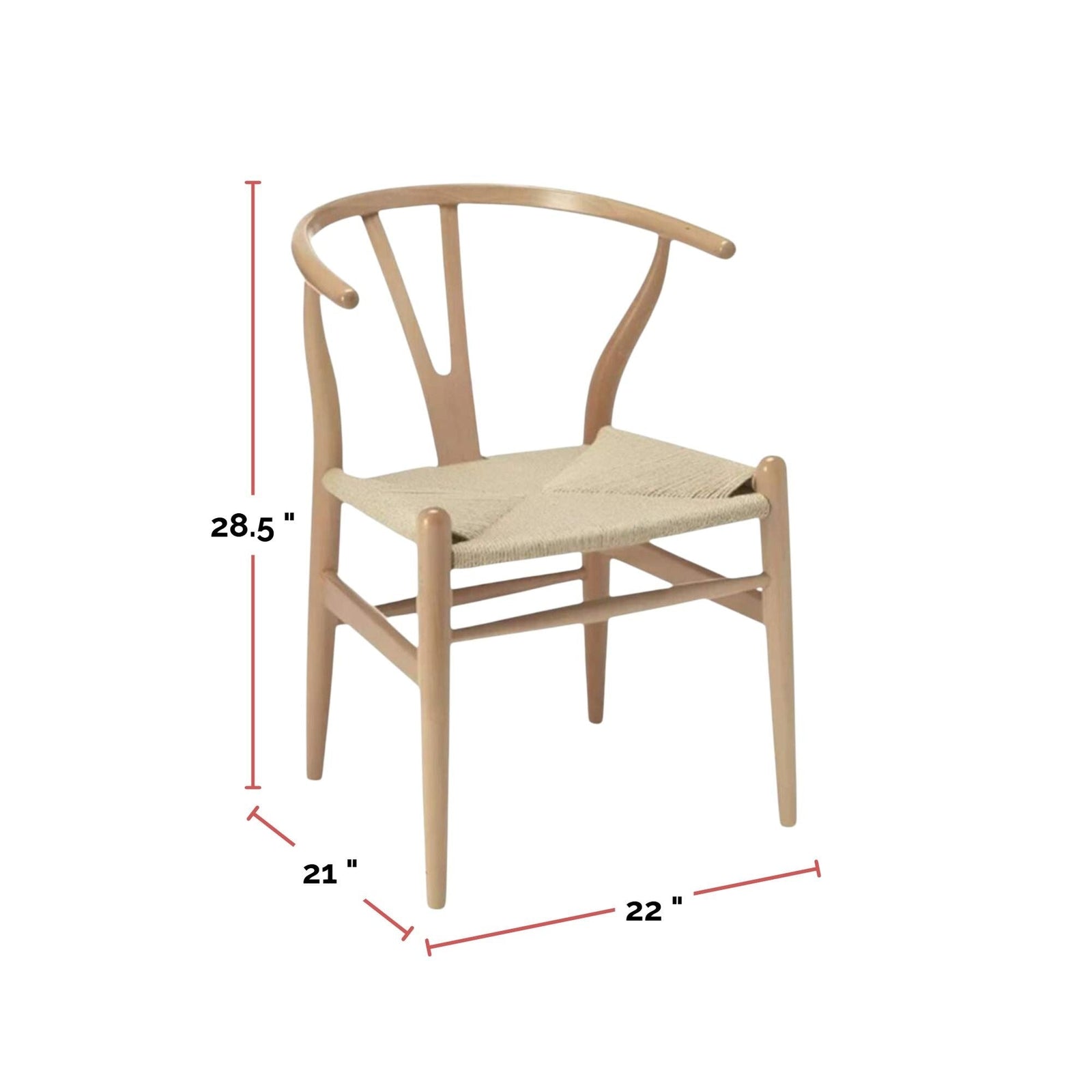 Me Home Wishbone Wood Dining Chair with Woven Seat, Natural S8P2 - product image 3