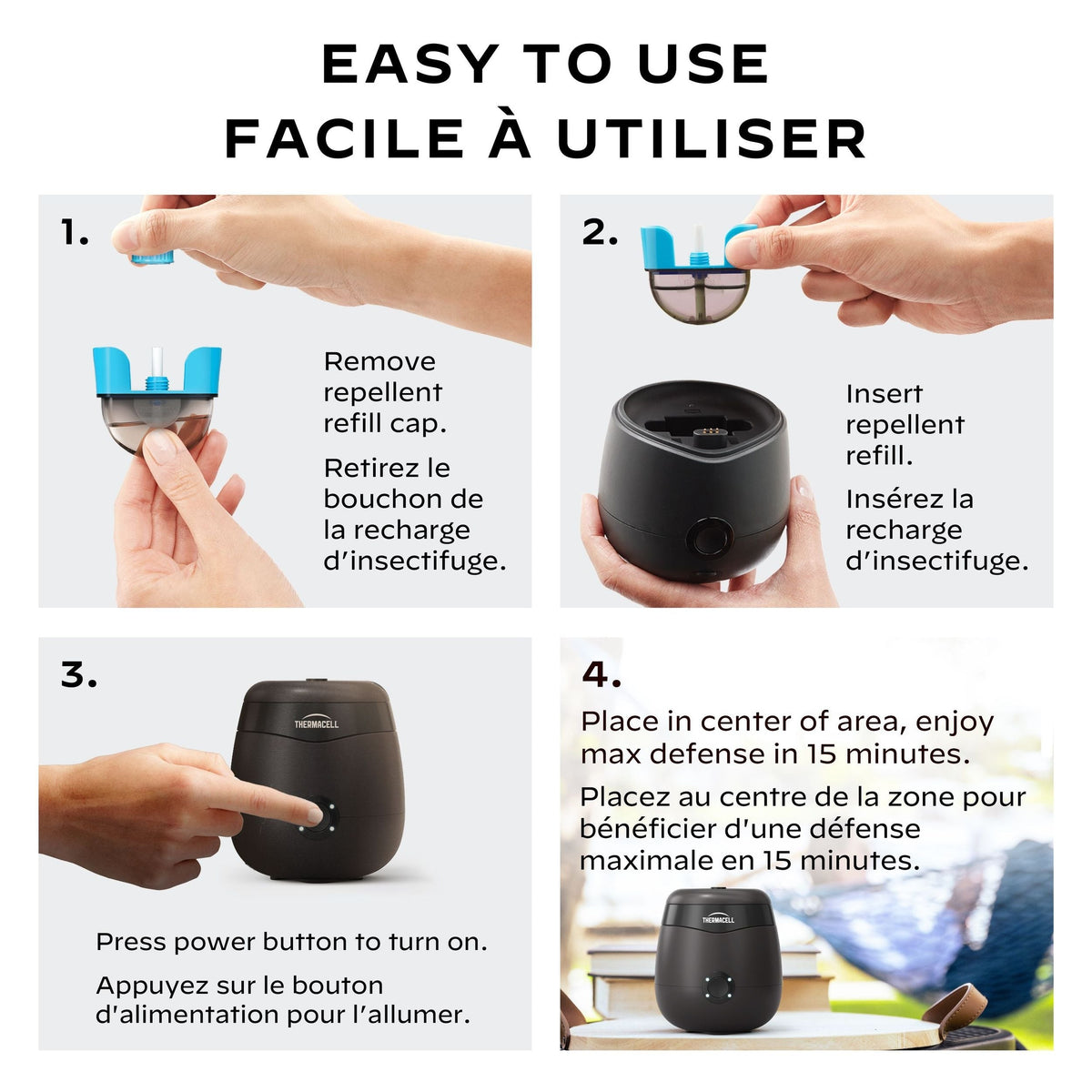 E-ZoneGuard Patio Rechargeable Mosquito Repeller with 12-Hr Refill and 5.5-Hr Battery, Charcoal L6U7 - product image 4