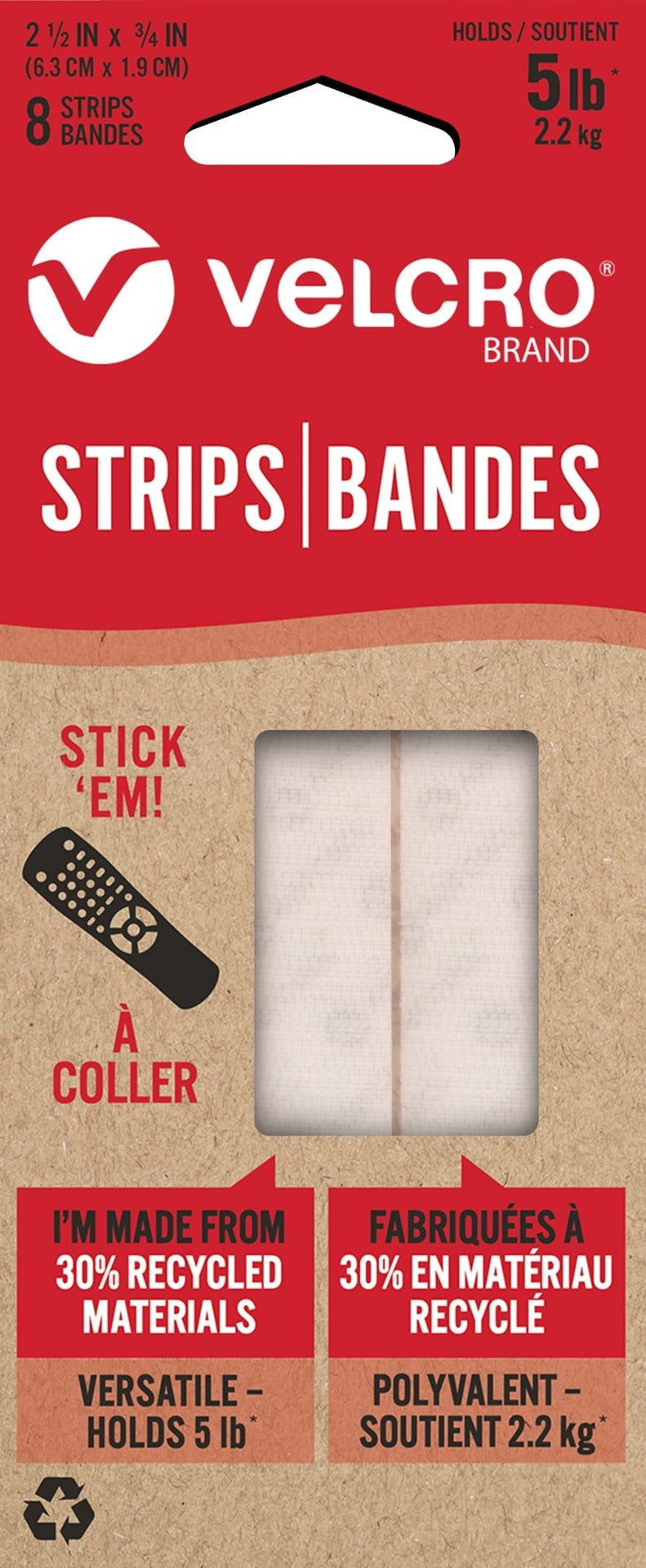 Durable Reusable Eco Strips, White, 5-lbs, 2.5 x 0.7-in, 8-pk Y7A9 - product image 1