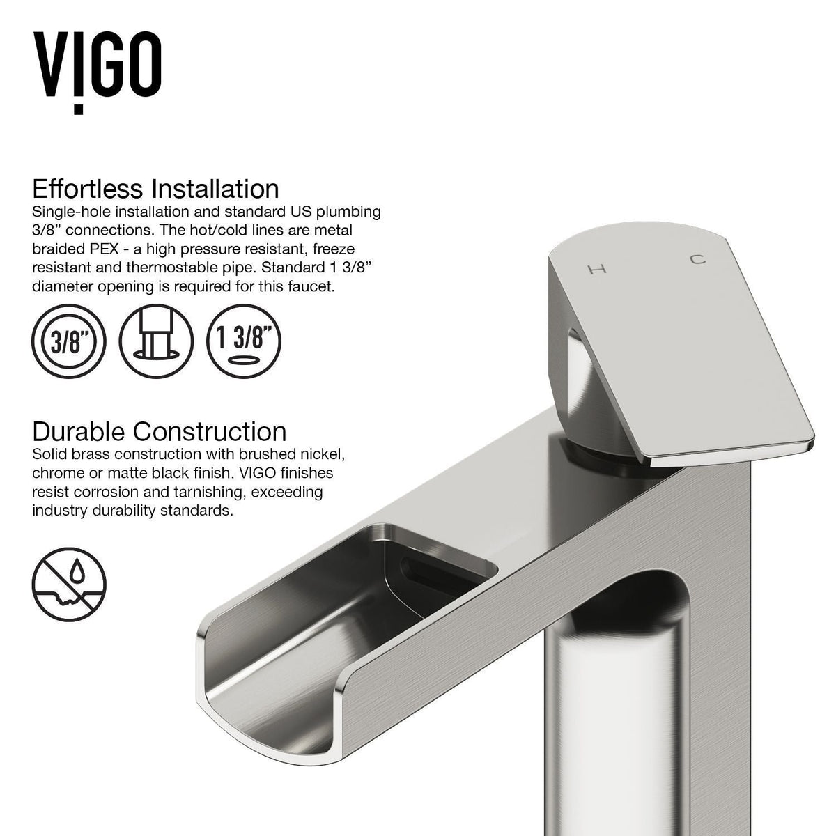 Amada 11-in Brushed Nickel Vessel Bathroom Faucet C4S0 - product image 3