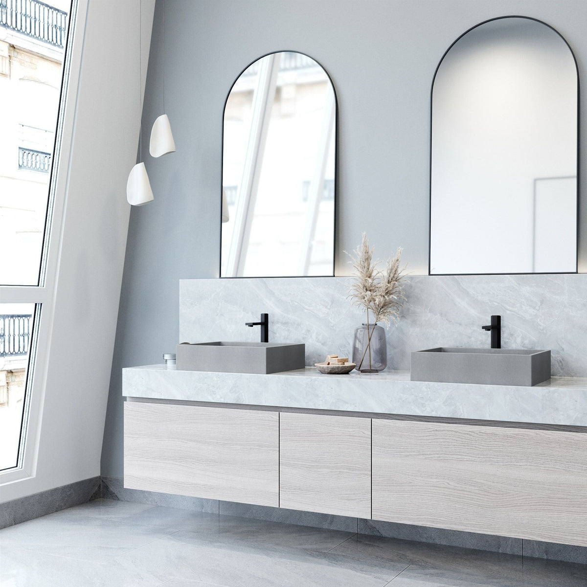 Coca Gothic ConcretoStone 19x15-in Deep Grey Bathroom Sink/Basin with Rectangular Vessel A0K9 - product image 6