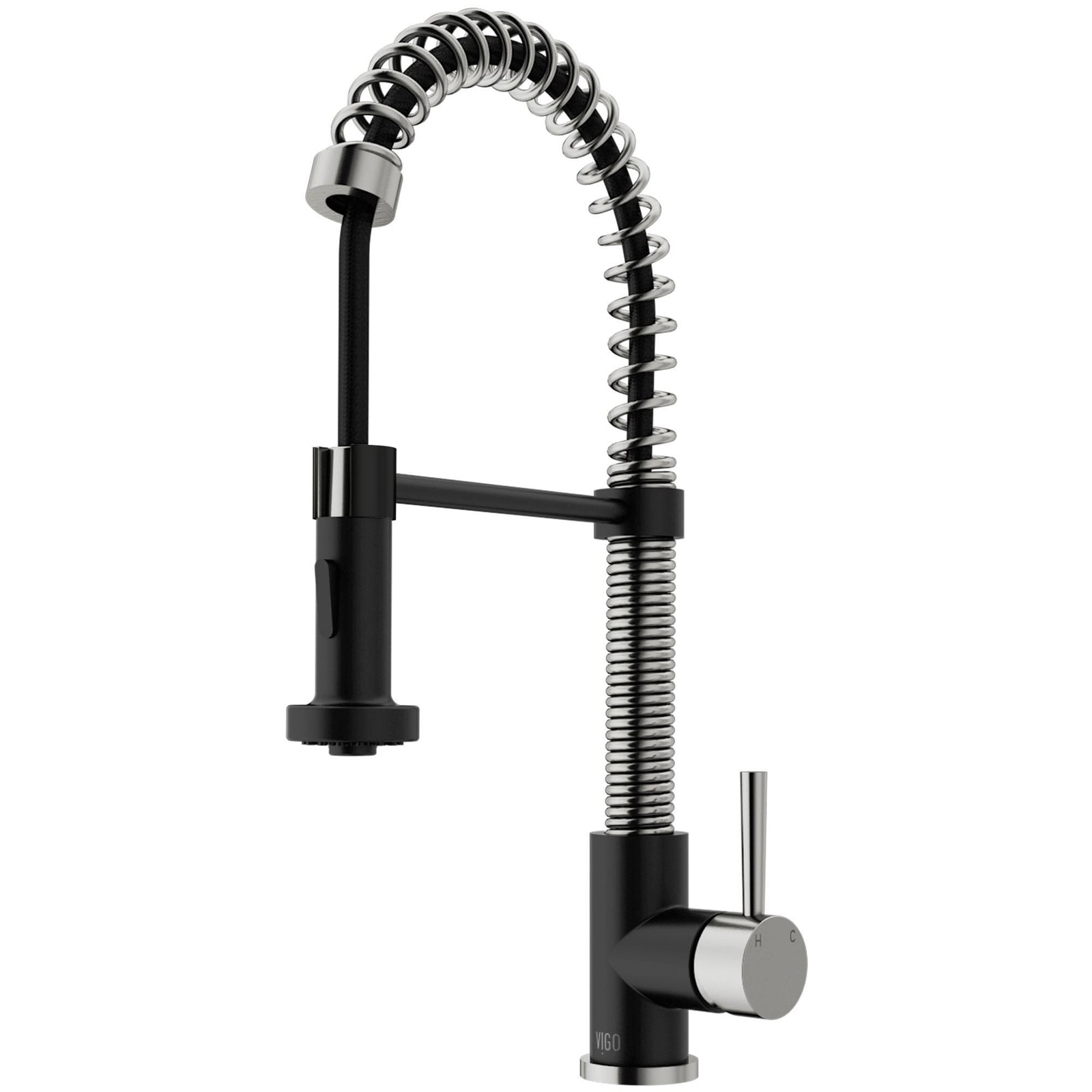 Edison Single Handle Pull Down Kitchen Faucet, Stainless Steel/Matte Black F4L9 - product image 2