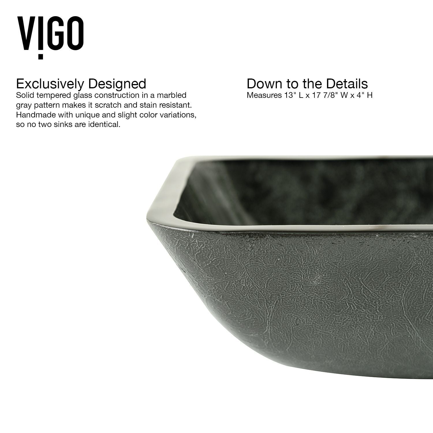Glass Grey Onyx Bathroom Sink/Basin Set with Matte Gold Lexington Faucet and Rectangular Vessel S3B2 - product image 3