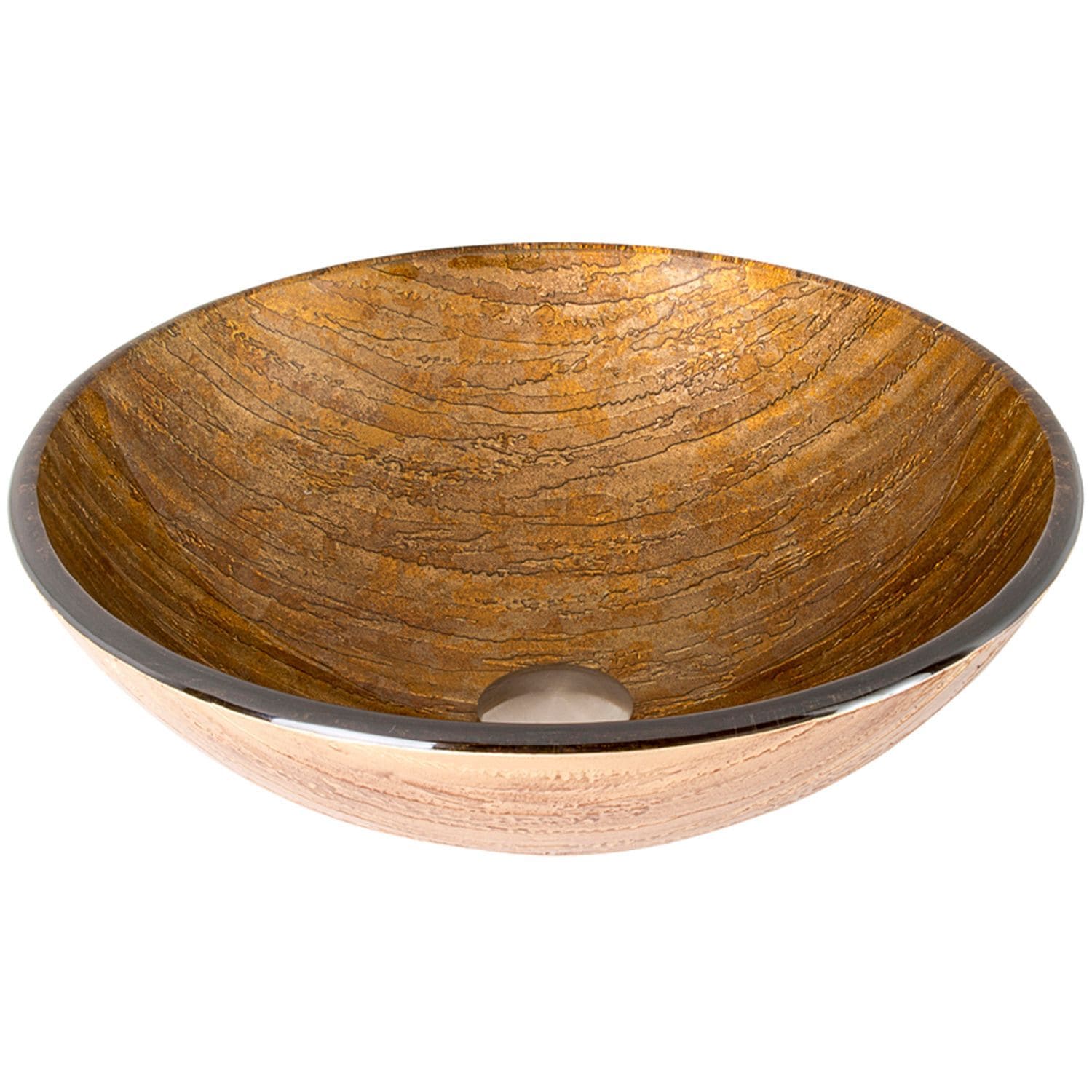 Glass Round Vessel Bathroom Sink/Basin with Rounded Edges & Deep Bowl, Amber Sunset Y0D8 - product image 1