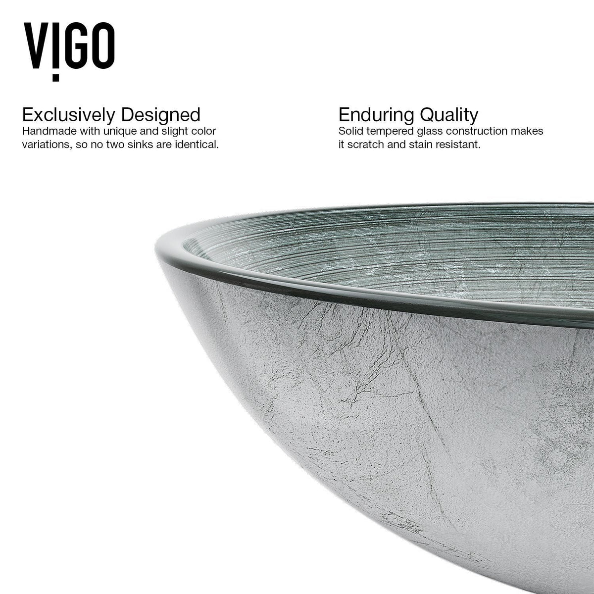 Glass Simply Silver Bathroom Sink/Basin Set with Duris Faucet and Round Vessel I2P0 - product image 4