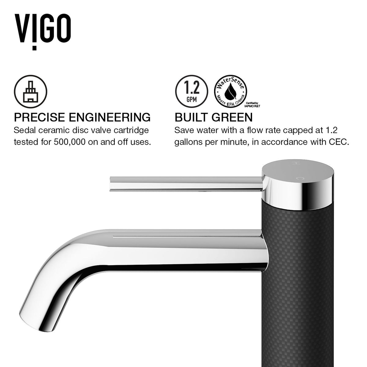 Lexington Single Handle Vessel Sink Bathroom Faucet with cFiber© Body, Chrome E7C1 - product image 7