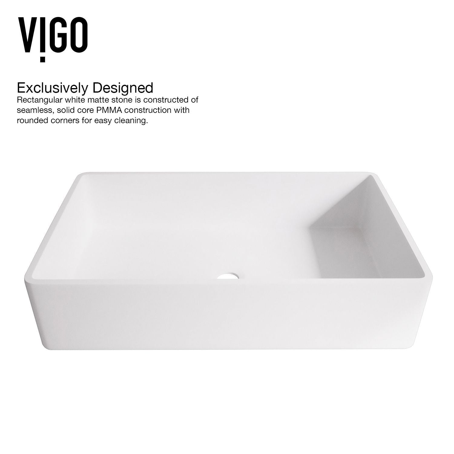 Magnolia MatteStone White Bathroom Sink/Basin Set with Matte Gold Duris Faucet and Rectangular Composite Vessel M7L3 - product image 8