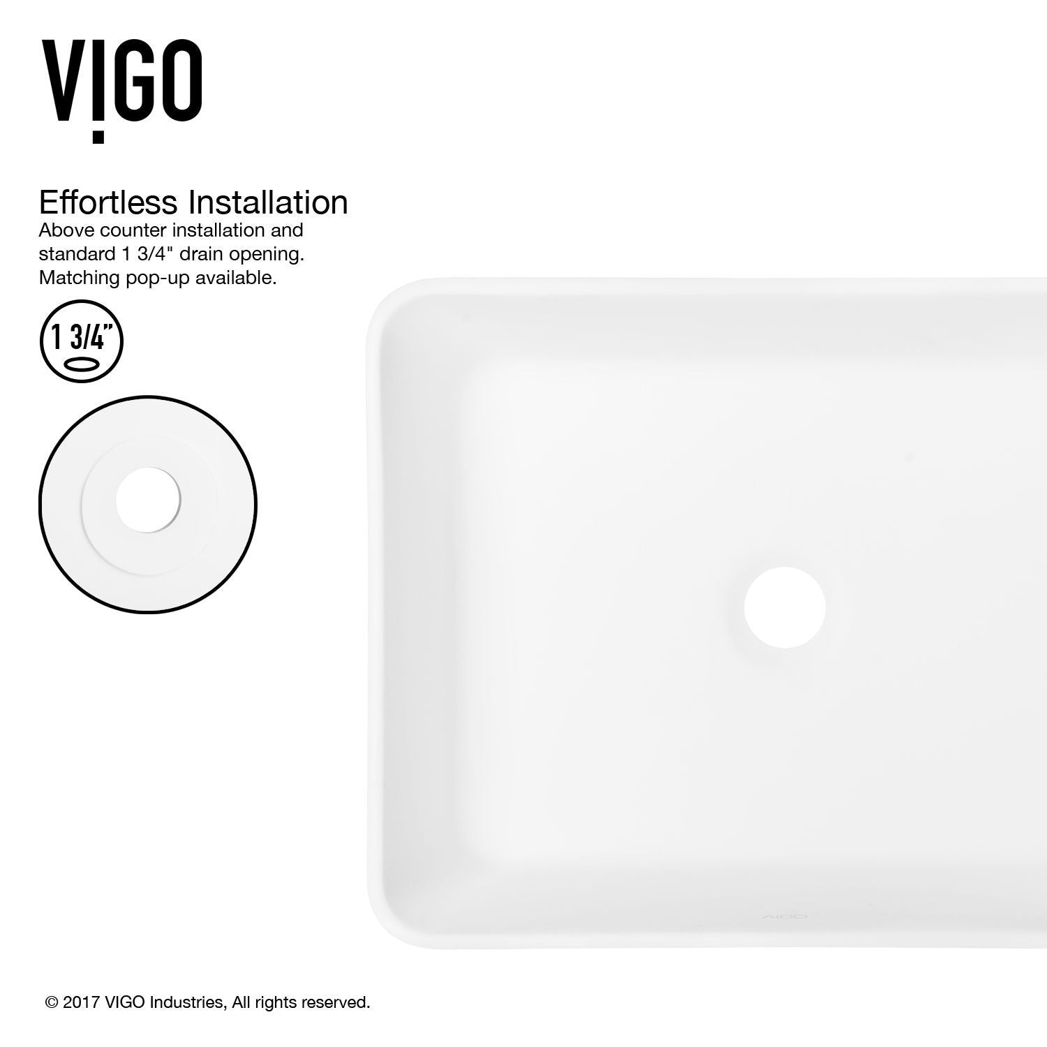 Marigold Matte Stone Rectangular Composite Vessel Bathroom Sink/Basin with Rounded Edges & Deep Bowl, White L4Y5 - product image 5