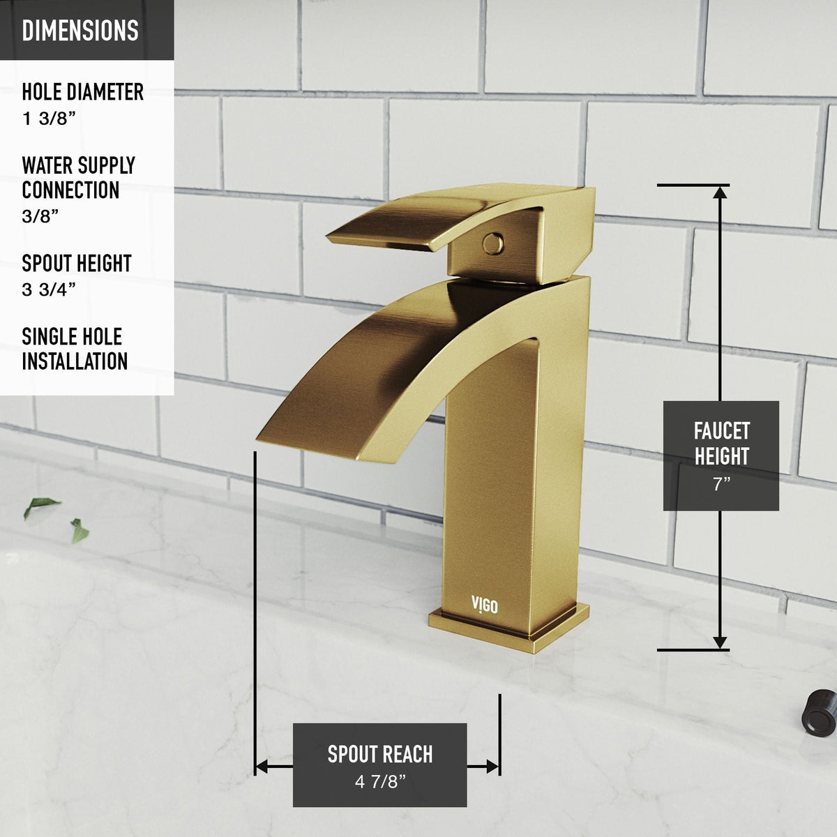 Satro Single Handle Single Hole Bathroom Sink Faucet, WaterSense Certified, Matte Gold R0U8 - product image 4