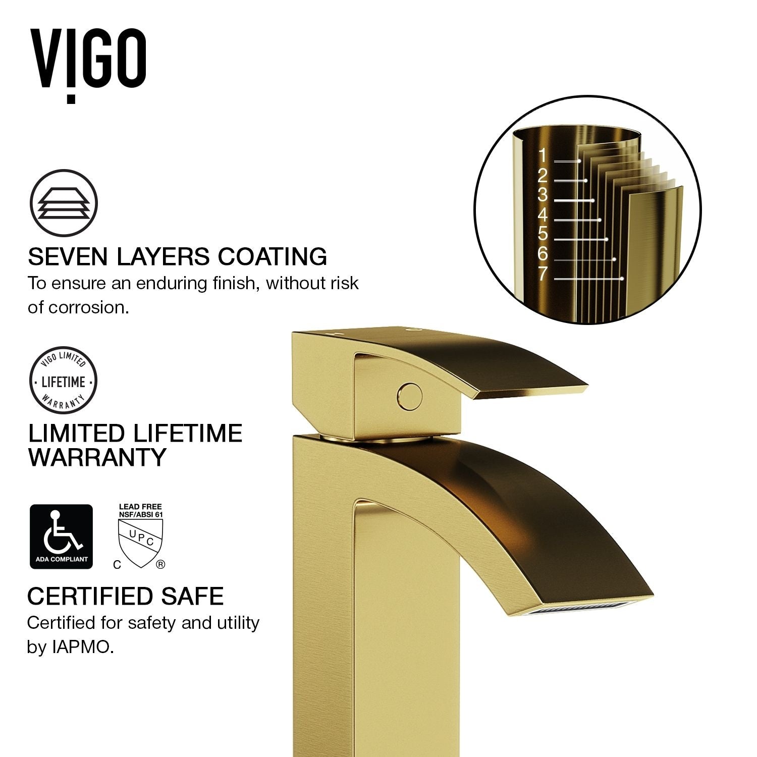 Satro Single Handle Single Hole Bathroom Sink Faucet, WaterSense Certified, Matte Gold R0U8 - product image 5