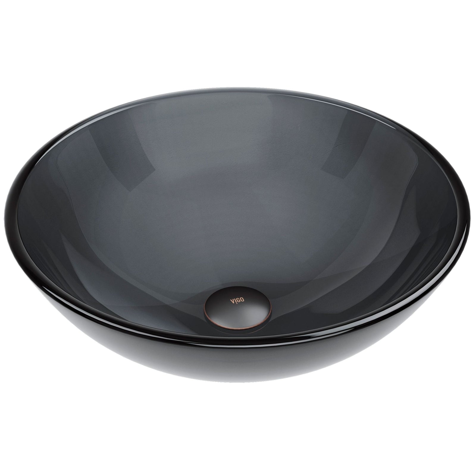 Sheer Glass Round Vessel Bathroom Sink/Basin with Deep Bowl, Black V7F9 - product image 1