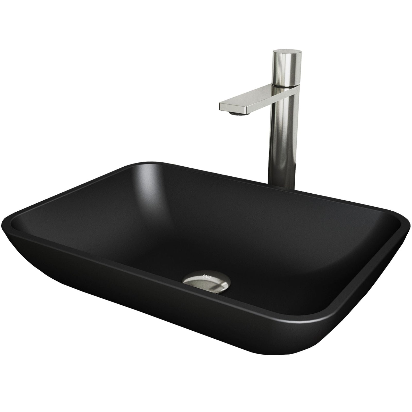 Sottile MatteShell Matte Black Bathroom Sink/Basin Set with Gotham Faucet and Glass Rectangular Vessel S1P7 - product image 1
