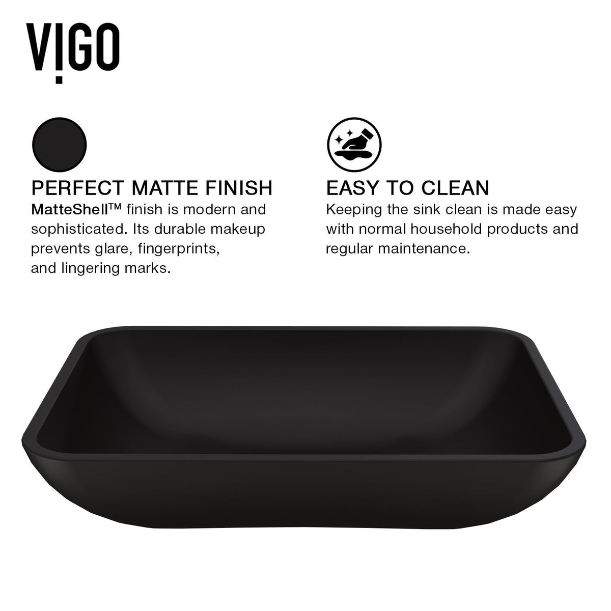 Sottile MatteShell Rectangular Vessel Bathroom Sink/Basin with Deep Bowl, Black P1U5 - product image 5