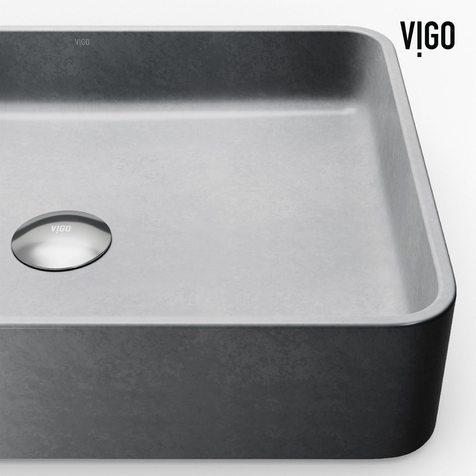Tarragona Gothic ConcretoStone Grey Bathroom Sink/Basin Set with Dunn Faucet and Rectangular Vessel G3G0 - product image 5
