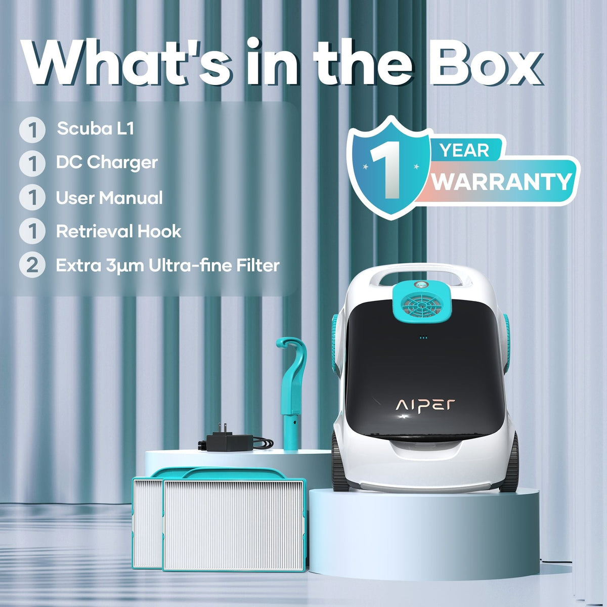 Scuba L1 Cordless Robotic Pool Cleaner, Tri-Motor, Advanced Filtration & Quick Drain, Ideal for Above-Ground Pools up to 1,100-sq.ft. P6F0 - product image 5