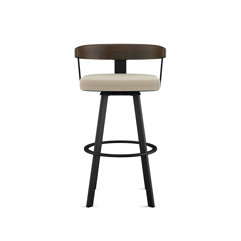 Lars Wood Swivel Counter Stool with Backrest, Black Frame, 26-in C1Y6