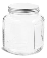 Cracker Glass Food Storage Jar with Silver Lid, 2-qt, Clear & Durable Glass E1G4 - product image 1