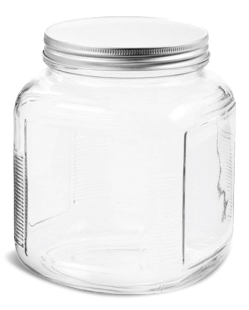 Cracker Glass Food Storage Jar with Silver Lid, 2-qt, Clear & Durable Glass E1G4 - product image 1