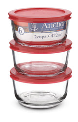 Round Glass Storage Container Set with Lids, 3 Count R6M1 - product image 1