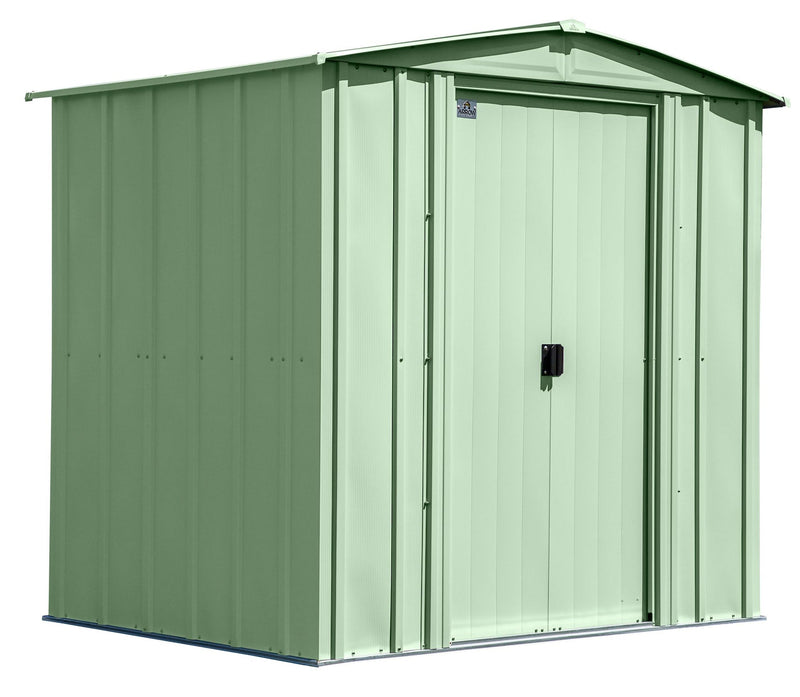 Classic Galvanized Steel Storage Shed, Sage Green, 6-ft x 5-ft W1S9