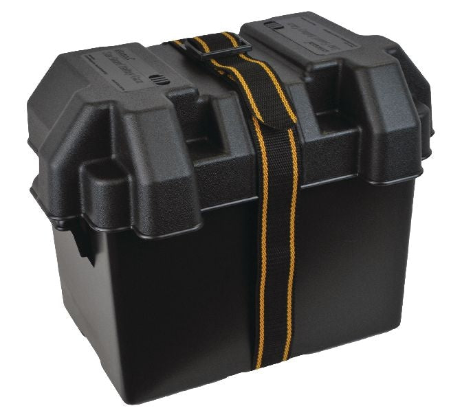 Polypropylene Vented Marine Battery Box with Strap & Mounting Hardware, Black, Assorted Sizes A7C0 - product image 1