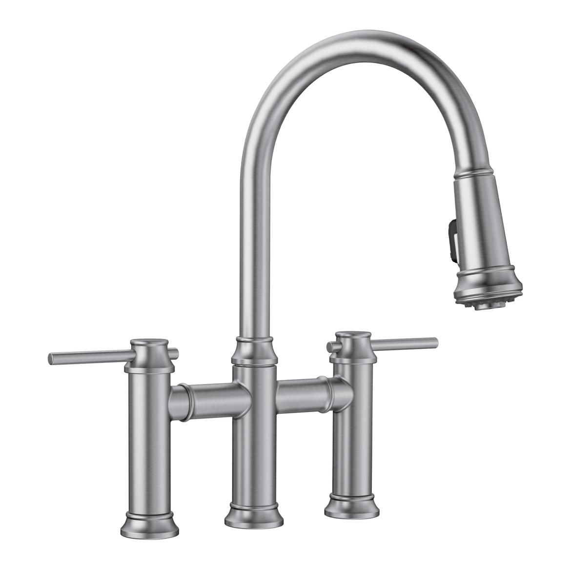 Empressa Pull-Down Dual-Spray Bridge Faucet, PVD Steel T6G7 - product image 1