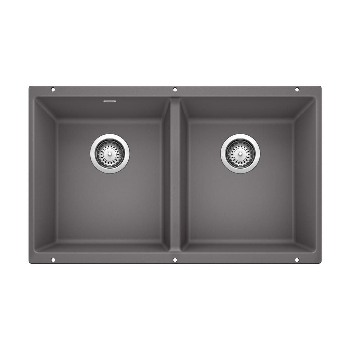 Precis SILGRANIT 29-in 50/50 Double Bowl Undermount Kitchen Sink, Cinder S4I4 - product image 1