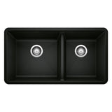 Precis SILGRANIT 33-in 60/40 Double Bowl Undermount Kitchen Sink, Coal Black I7I8 - product image 1