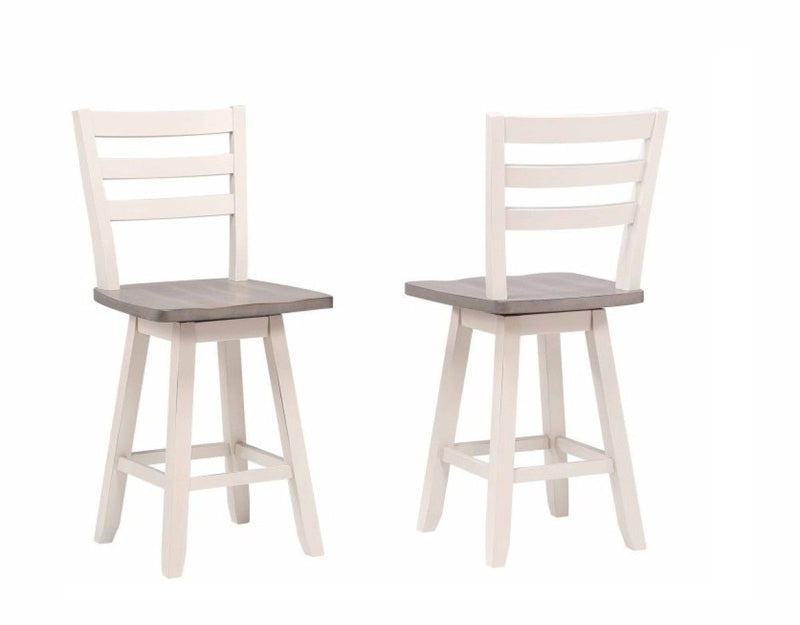 Alice Grey/White Swivel Counter/Bar Stool with Back Rest, 2-pc V9N4