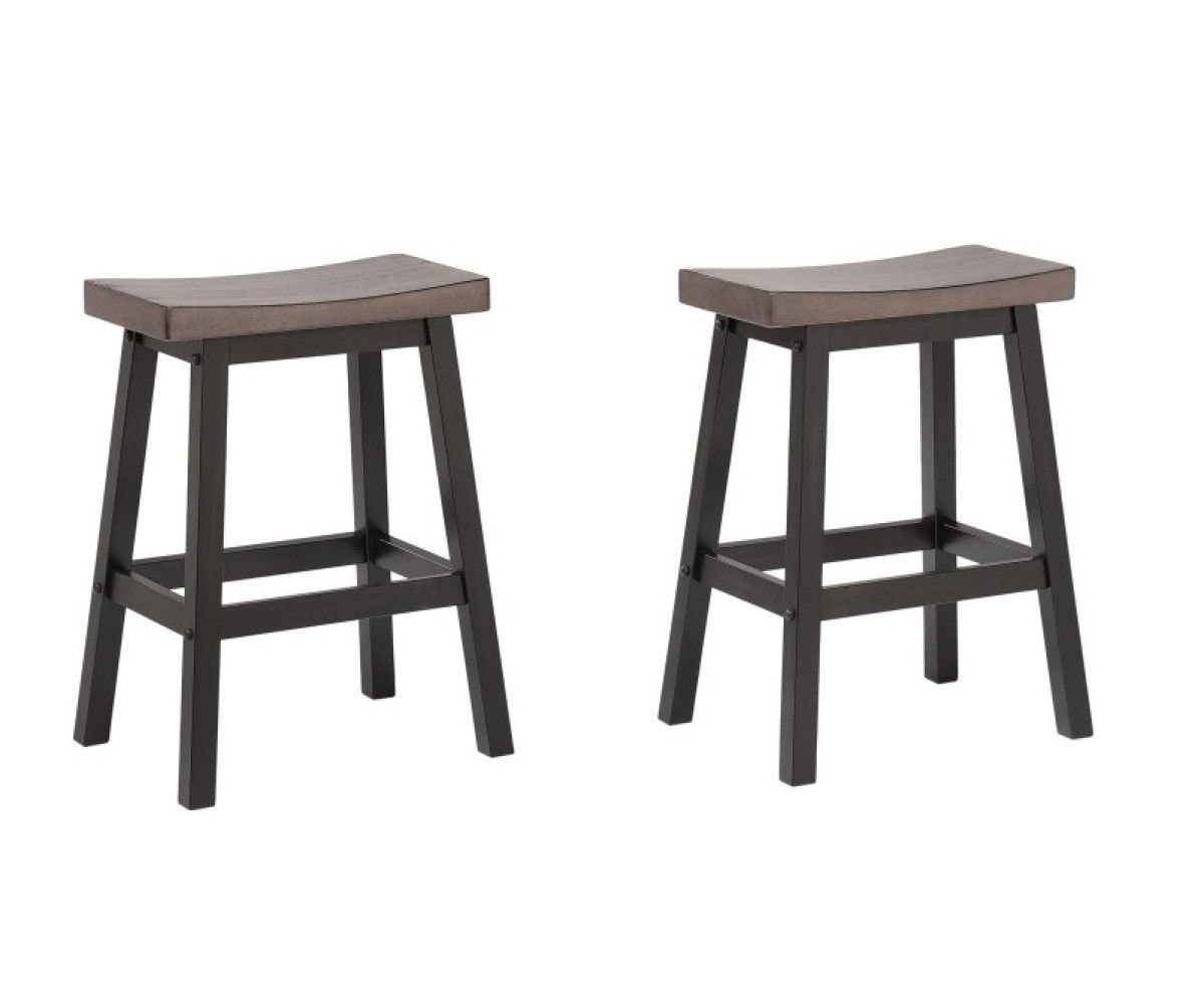 Arnold Oak/Dark Grey Counter/Bar Stool with Back Rest, 2-pc R7A6 - product image 1