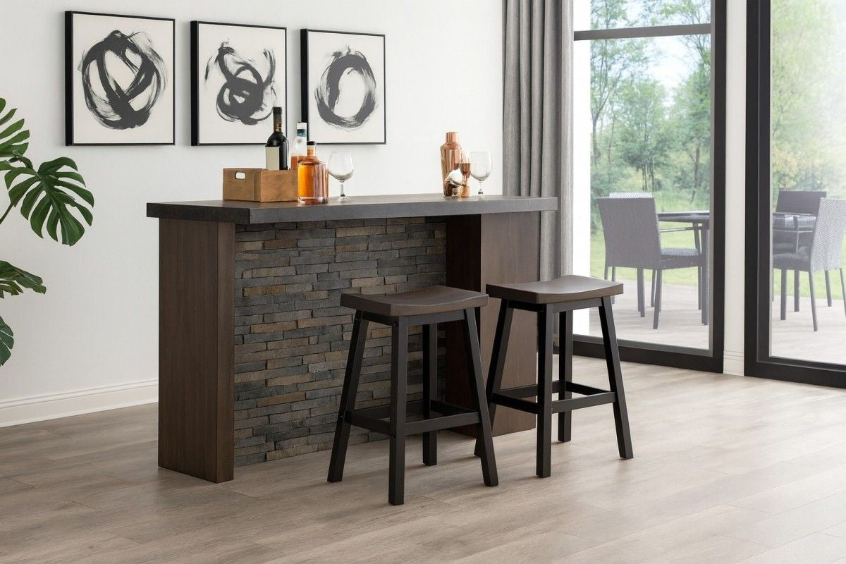 Arnold Oak/Dark Grey Counter/Bar Stool with Back Rest, 2-pc R7A6 - product image 5