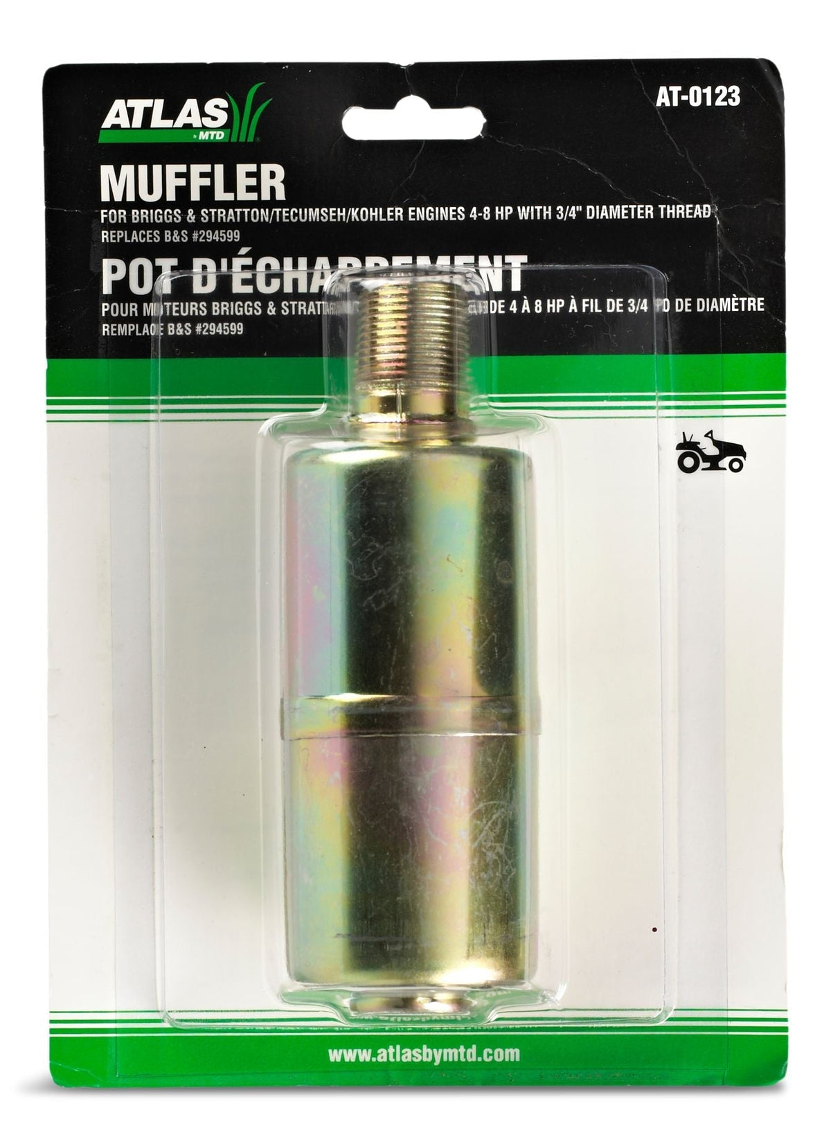 & Stratton Lawn Mower 4-8 HP Engine Muffler, For Engines with 3/4" Thread B7Q8 - product image 1