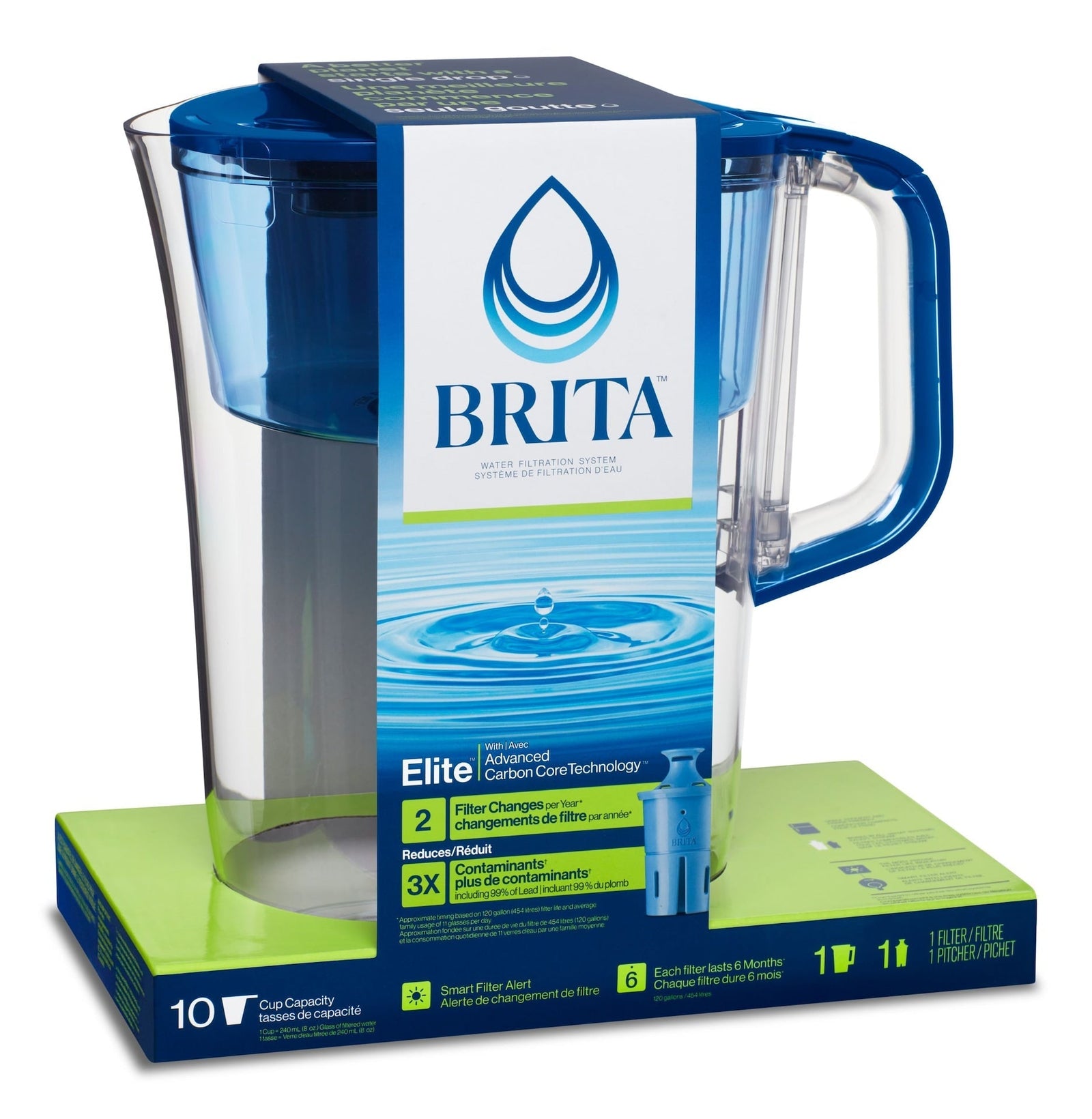 Elite Filter Pitcher with Smart Light Indicator, 10-Cup, Blue Tahoe P3W3 - product image 1