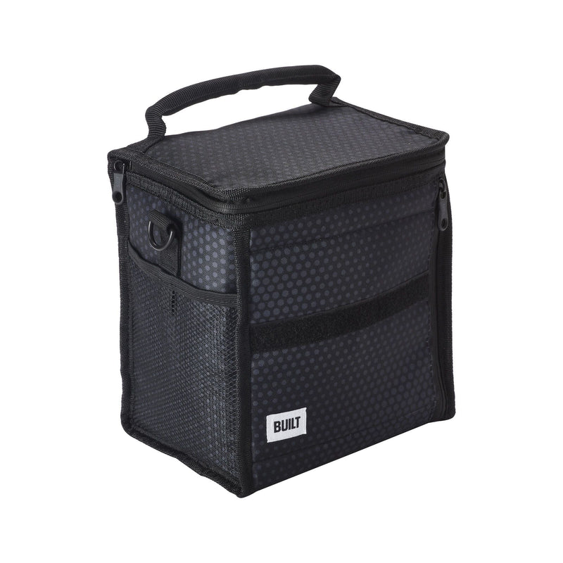 Ice House Cube Lunch Bag, Black Midnight Micro Dot, with Freezable Gel E2Q3