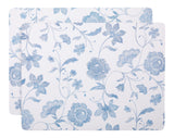 Blue Floral Rectangle Cork Placemat Set, Multi-Coloured, 11-in x 15-in, 2-pk N1F2 - product image 1