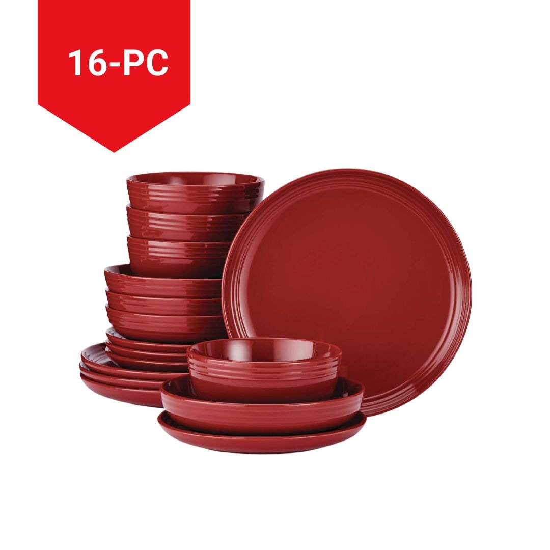 Edenhill Farmhouse Bistro Stoneware Dinnerware Set, Serves 4, 16-pc, Red I3T9 - product image 6