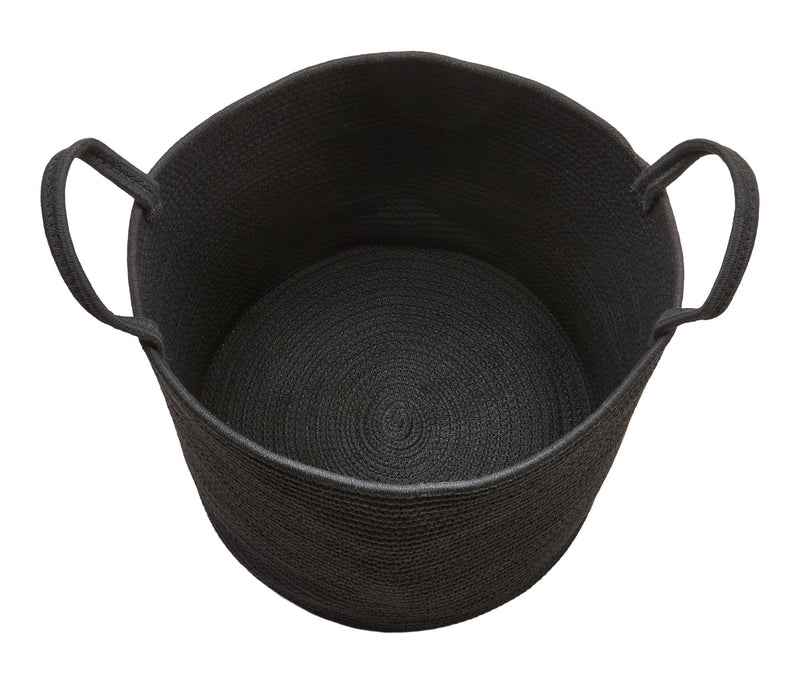 Finn Woven Cotton Rope Storage Basket, Black K8N0