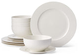 Highbury Ribbed New Bone Dinnerware Set, Serves 4, 12-pc, White T1B3 - product image 1