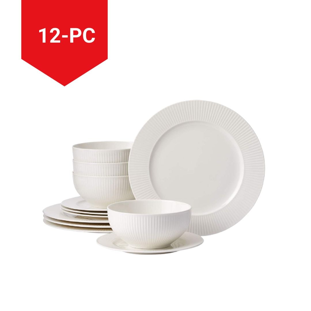 Highbury Ribbed New Bone Dinnerware Set, Serves 4, 12-pc, White T1B3 - product image 5