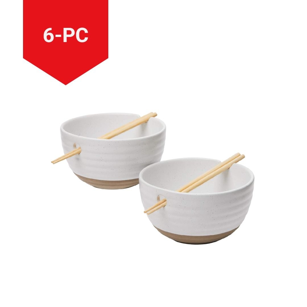 Noodle Bowl with Chopsticks Set, Serves 2, 4-pc, White Y0A8 - product image 3