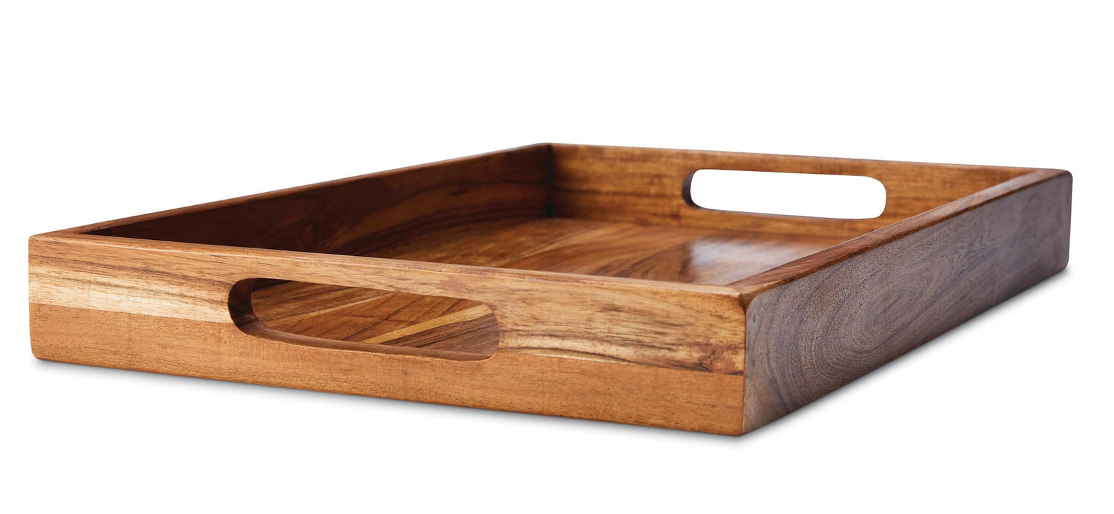 Rectangular Wood Serving Tray with Round Handles, 18-in K1S1 - product image 1