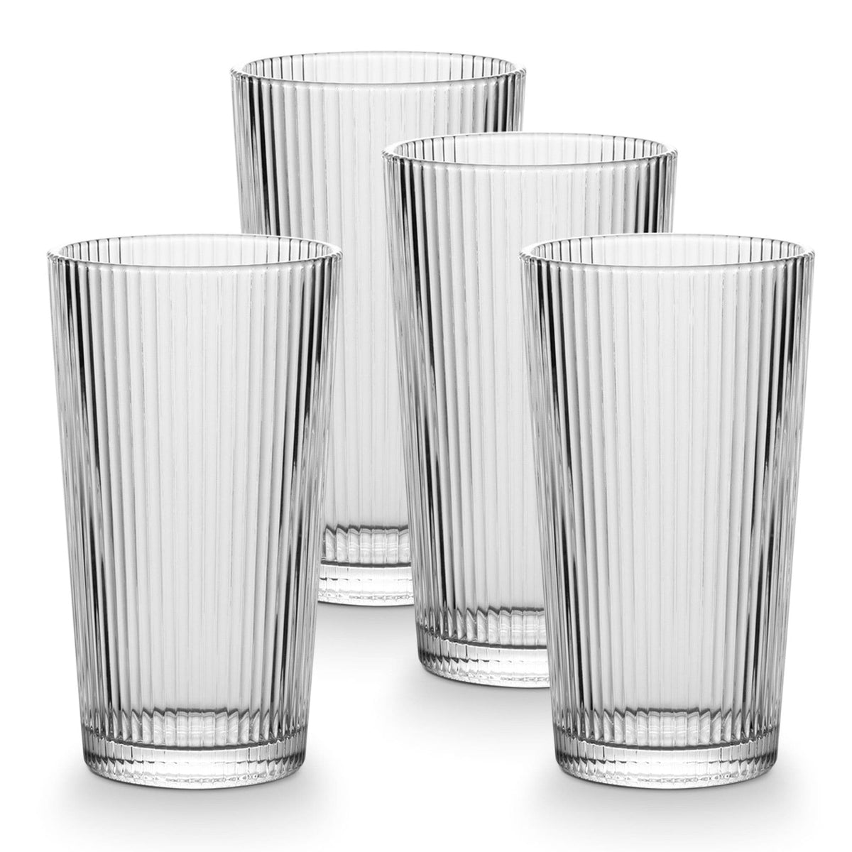 Ribbed High Ball Glass Set, Lead-free, 4-pc Q6O6 - product image 3
