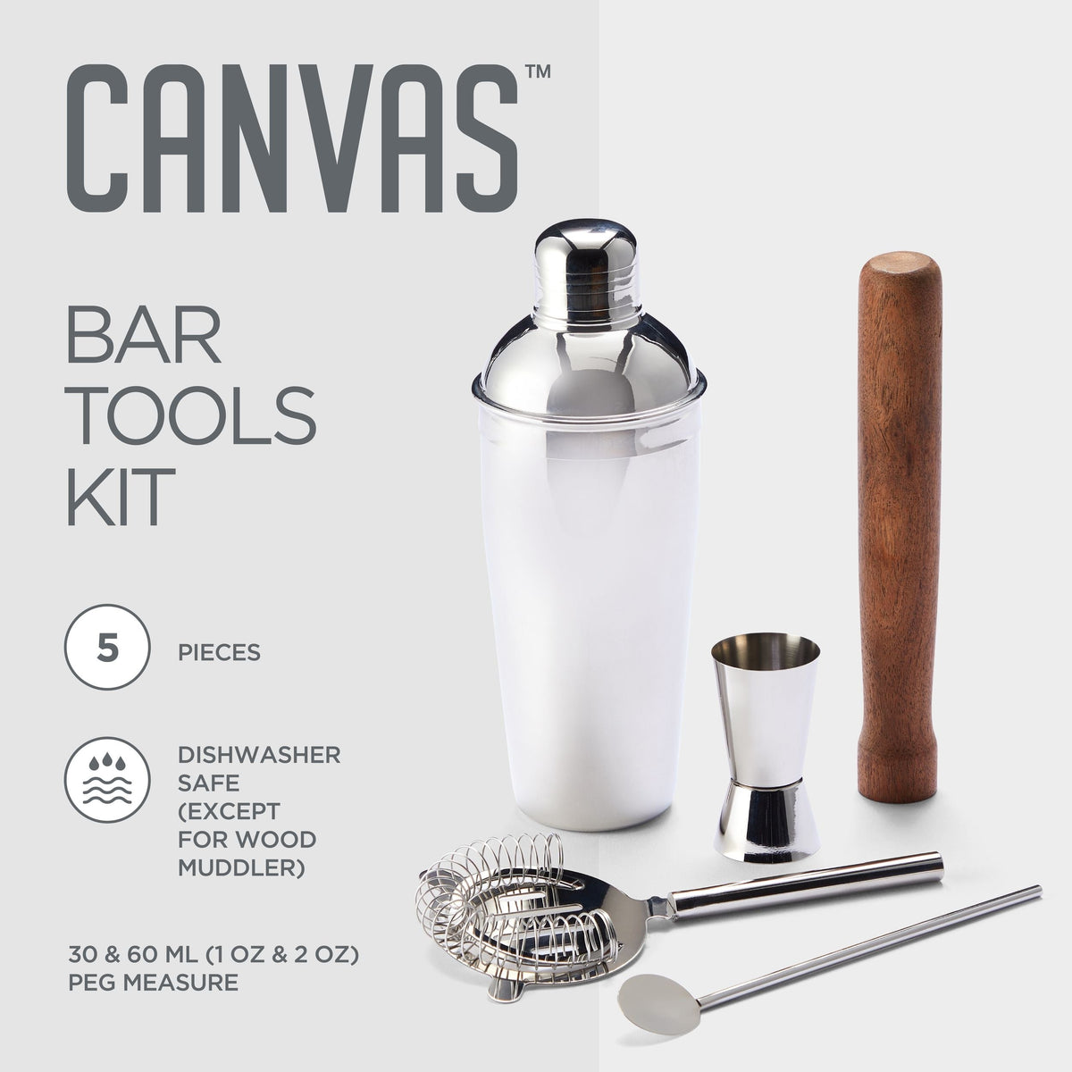 Stainless Steel Cocktail Making Set, 5-pc G5V5 - product image 3