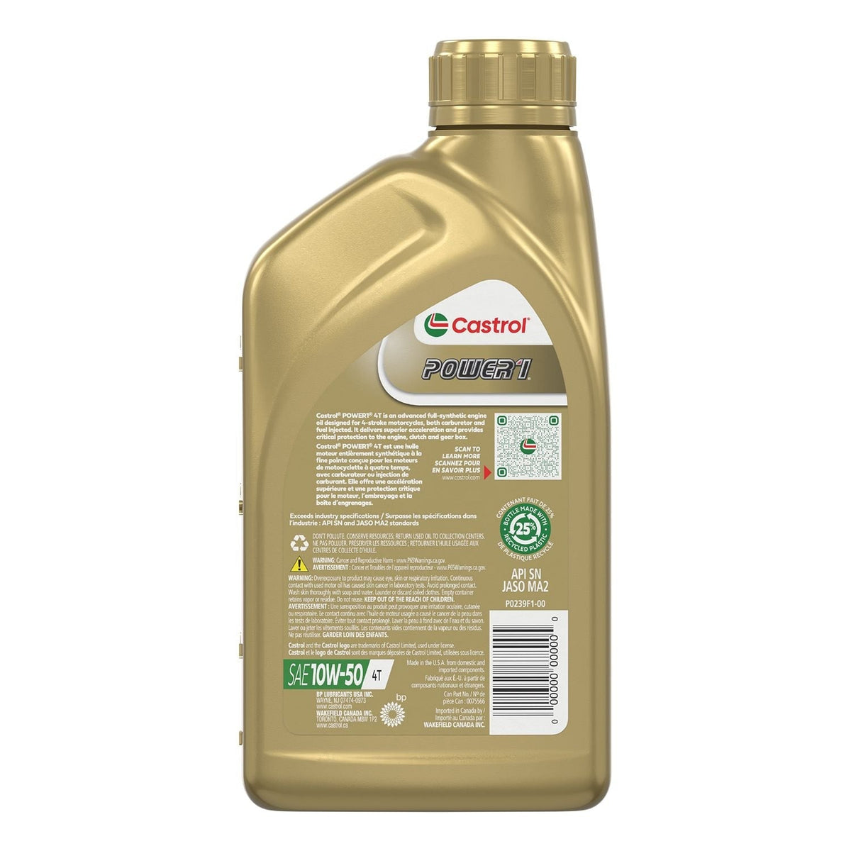 Power1 Motorcycle Oil 4T 10W50, 946-mL L2X7 - product image 2