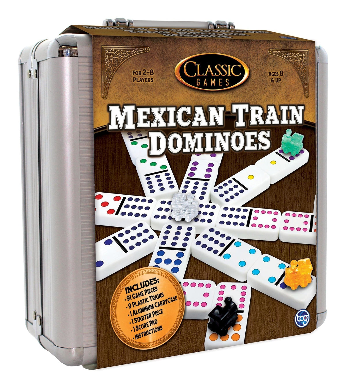 Classic Games Mexican Train Dominos Game Set In Aluminum Carrying Case, Ages 8+ N0K8 - product image 1
