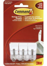 Micro Wire Utensil Hooks with Adhesive Strips, White, 0.5-lbs, 3 Strips Per Pack A9T0 - product image 1