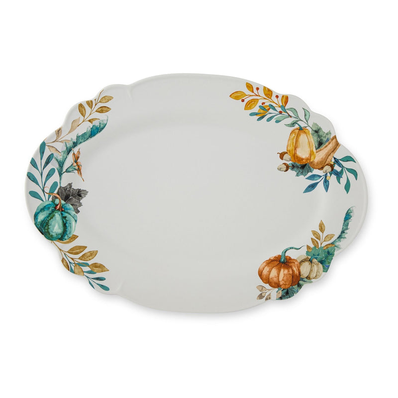 Home Dishwasher Safe Stoneware Harvest Oval Platter C0N9