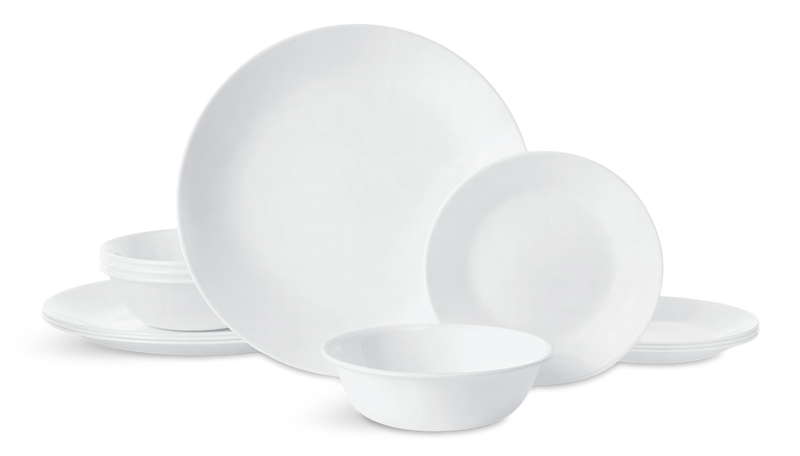 Winter Dinnerware Set, Serves 4, 12-pc, Frost White J7Q0