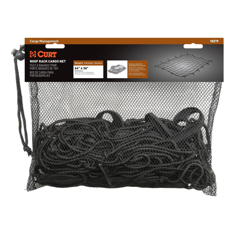 18219 Elastic Cargo Net with Hooks for Extended Roof Basket, 64 x 36-in I8Z3